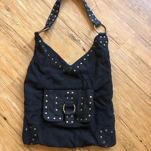 Faux Suede Gold Studded Tote Purse